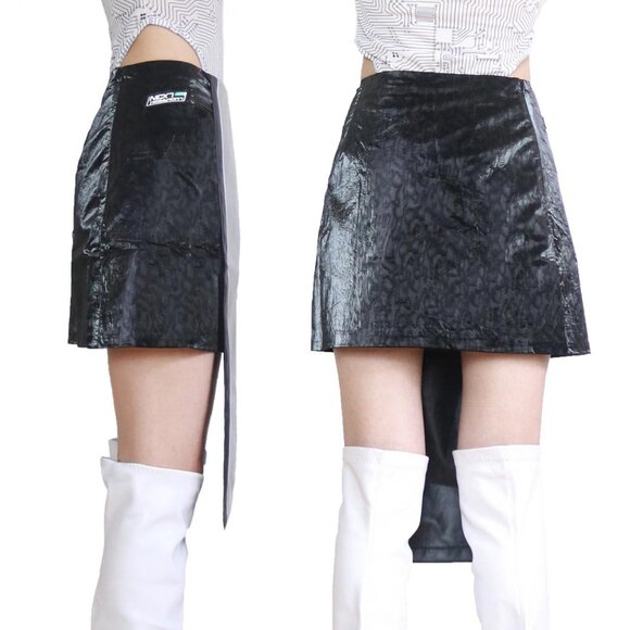 NWT Futuristic Metallic Silver Paneled Skirt by Next Passport - Picture 3 of 4
